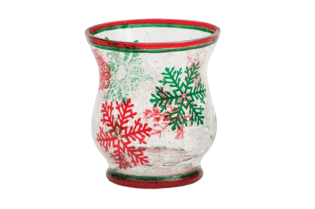 Red &amp; Green Snowflakes - Votive Holder