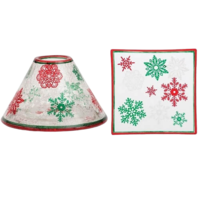 Red & Green Snowflakes - Grand Abat-Jour & Assiette